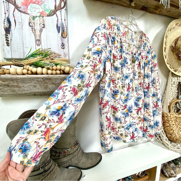 Sweet prairie floral boho blouse w cottage core/folk/peasant vibe - Picture 5 of 12